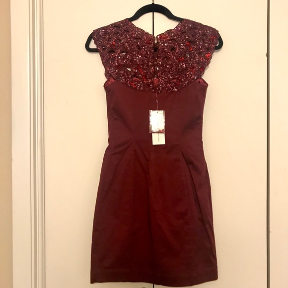 French Connection Burgundy Sequined Cocktail Dress - Picture 3 of 5